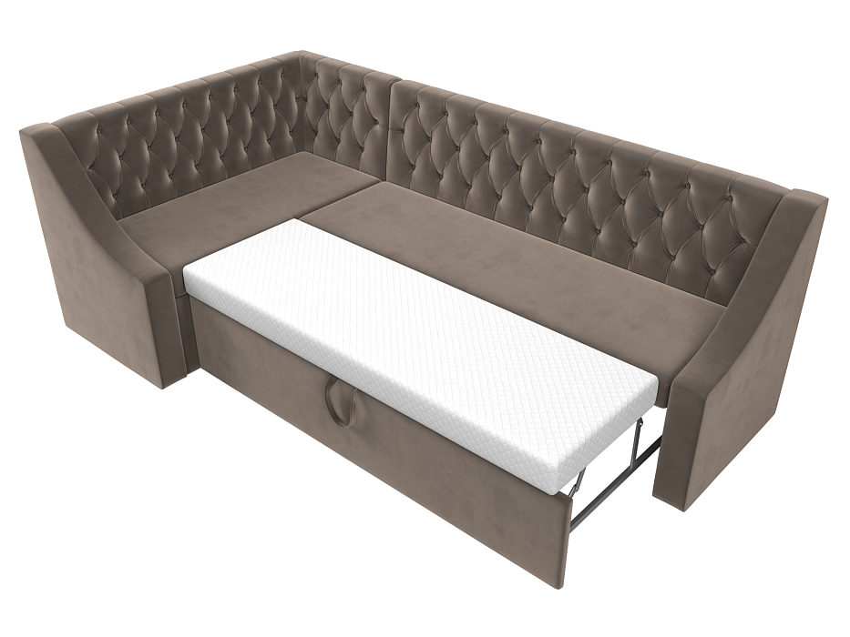 Диван кухонный угловой Мерлин левый угол (seven 727 коричневый)