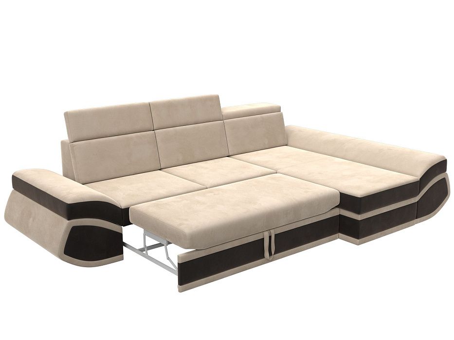 Диван угловой Лига-032 правый угол (seven 729 бежевый;seven 727 коричневый)