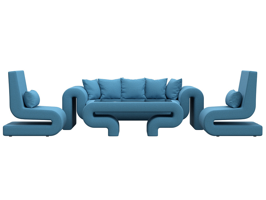 Набор Волна-2 (стол, диван, 2 кресла) (амур 10 голубой)