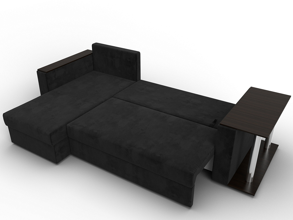 Диван угловой Атланта со столом левый угол (seven 35 черный)