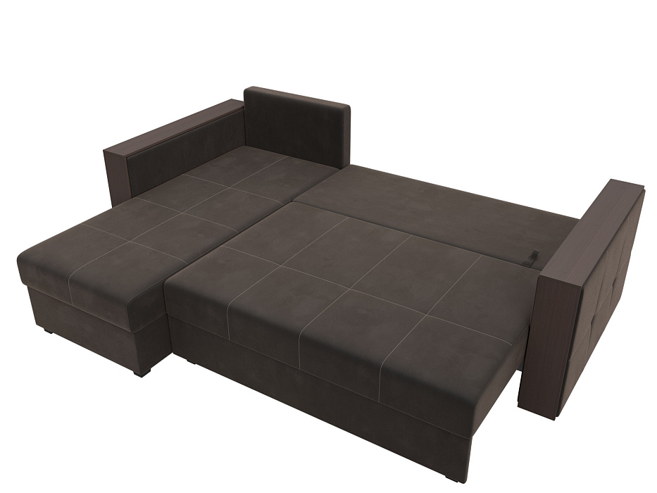 Диван угловой Валенсия Лайт левый угол (seven 727 коричневый)