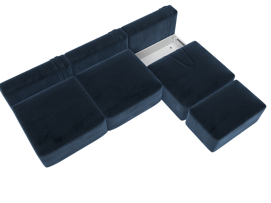 Диван прямой модульный с пуфом Лига-060 НПБ Лонг (tower 13 синий)