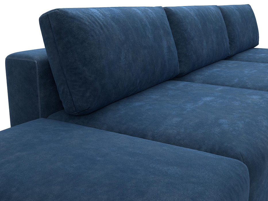 Диван прямой модульный с пуфом Лига-060 НПБ Лонг (brut 11 синий)