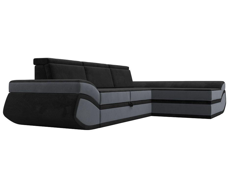 Диван угловой Лига-032 правый угол (seven 35 черный;seven 17 серый)