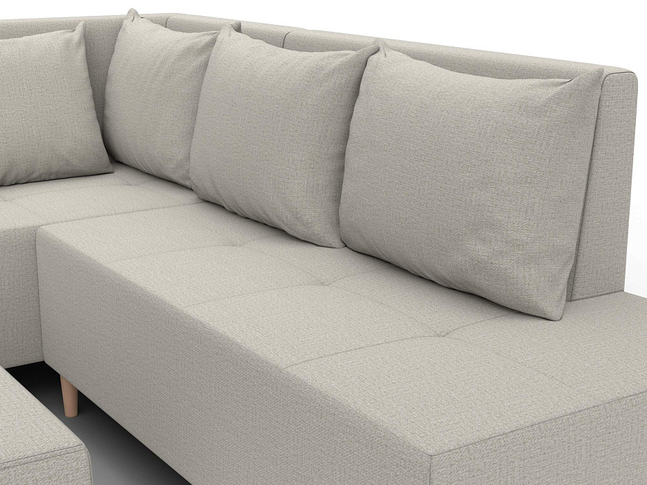 Диван угловой модульный с пуфом Лига-126 угол левый (амур 02 бежевый)