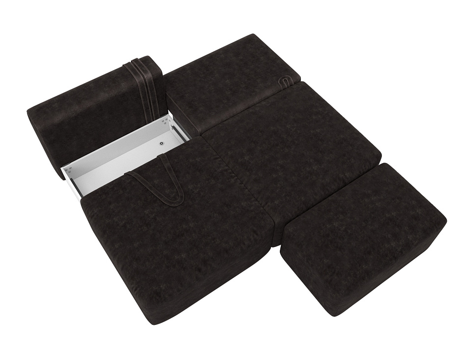 Диван прямой модульный с пуфом Лига-060 НПБ (brut 17 коричневый)