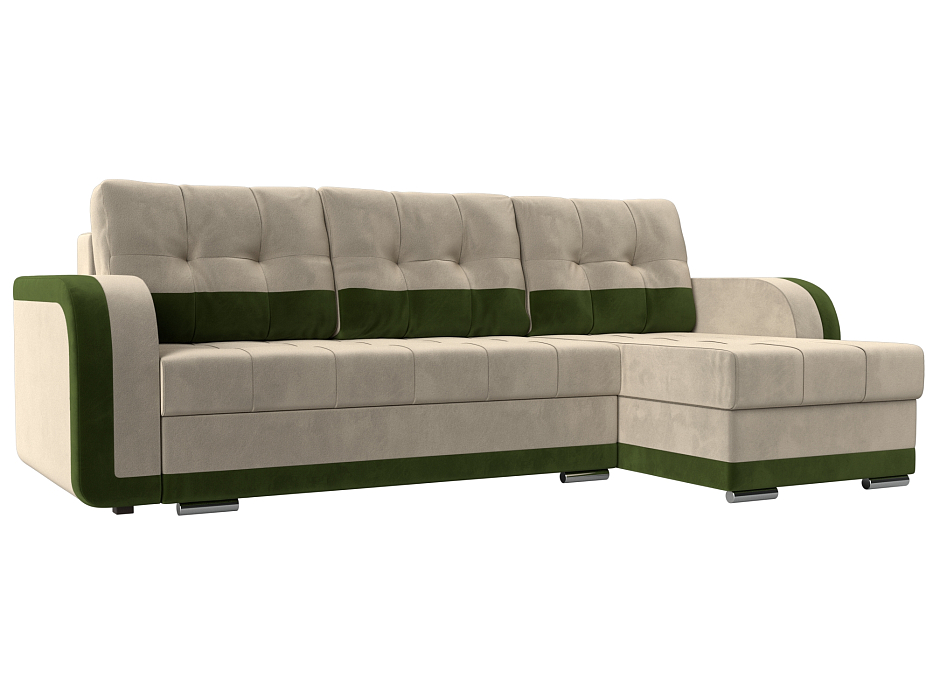 Угловой диван Марсель правый угол (бежевый\зеленый цвет)