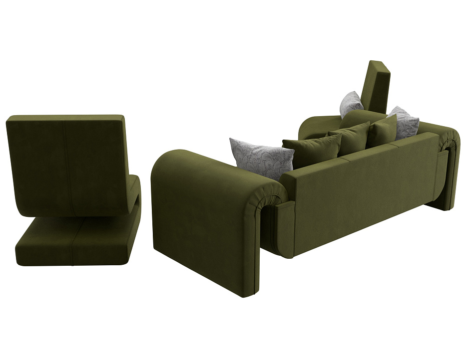 Набор Волна-1 (диван, 2 кресла) (зеленый;серый)