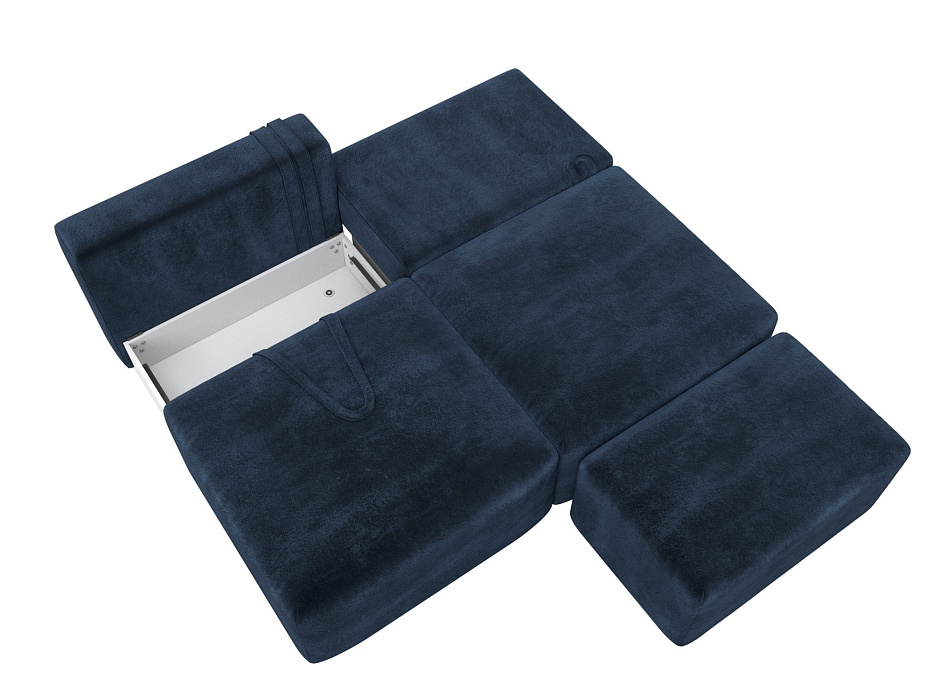 Диван прямой модульный с пуфом Лига-060 НПБ (tower 13 синий)