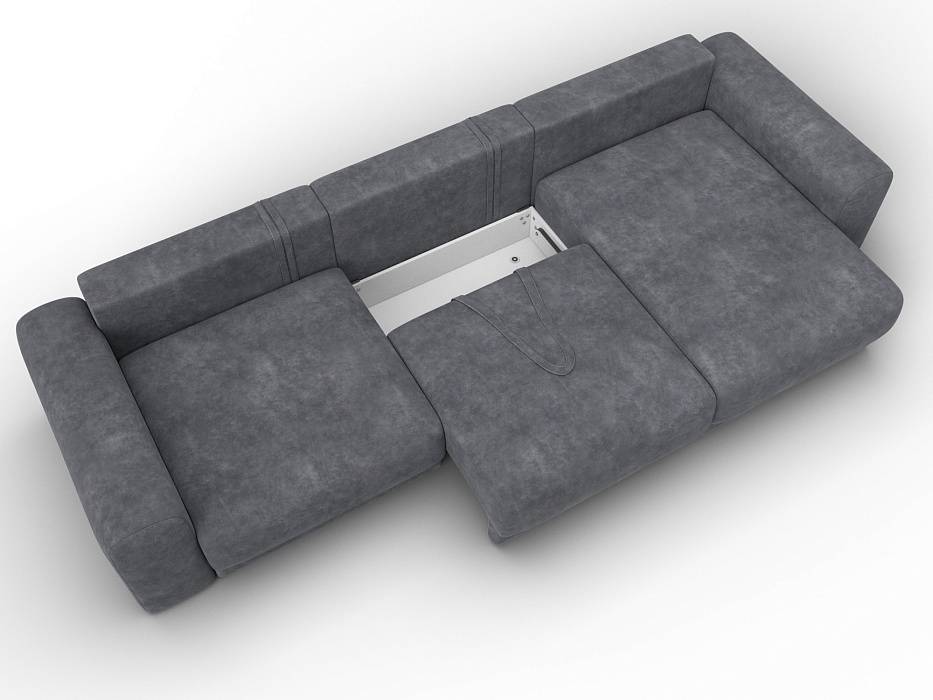 Диван угловой Лига-056 НПБ Лонг угол универсальный (brut 16 темно-серый)