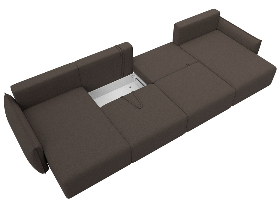 Диван П-образный Лига-051 НПБ Лонг (амур 05 коричневый)