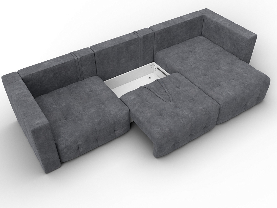 Диван угловой Лига-052 НПБ Лонг угол универсальный (brut 16 темно-серый)