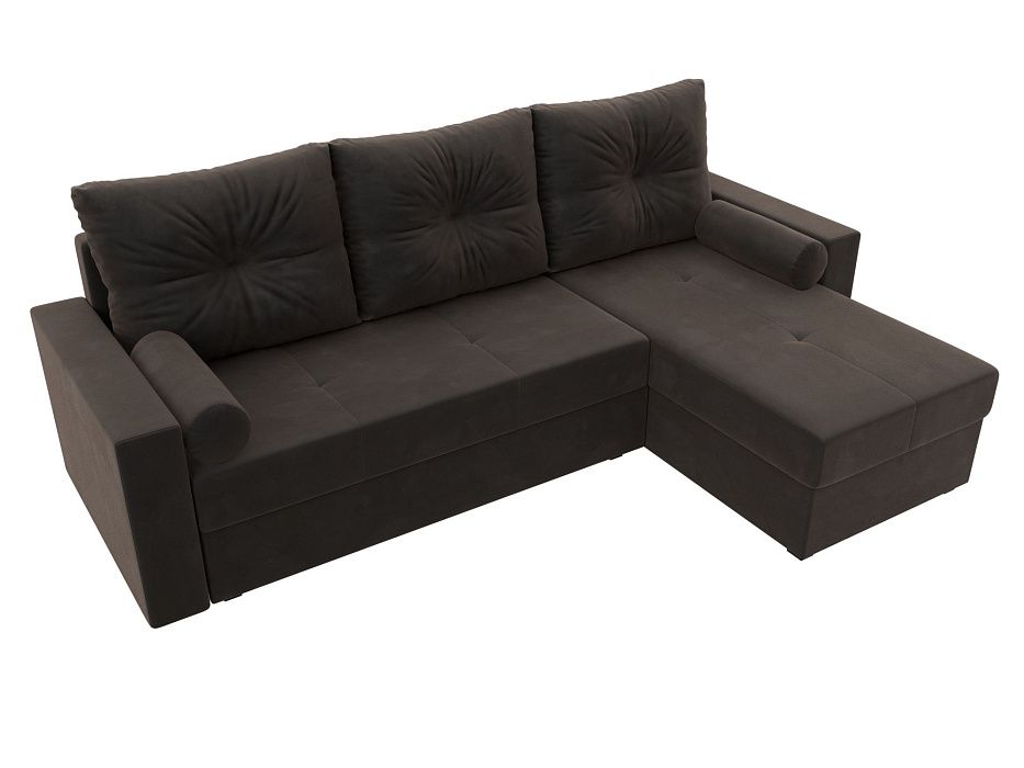 Диван угловой Верона Лайт правый угол (seven 727 коричневый)