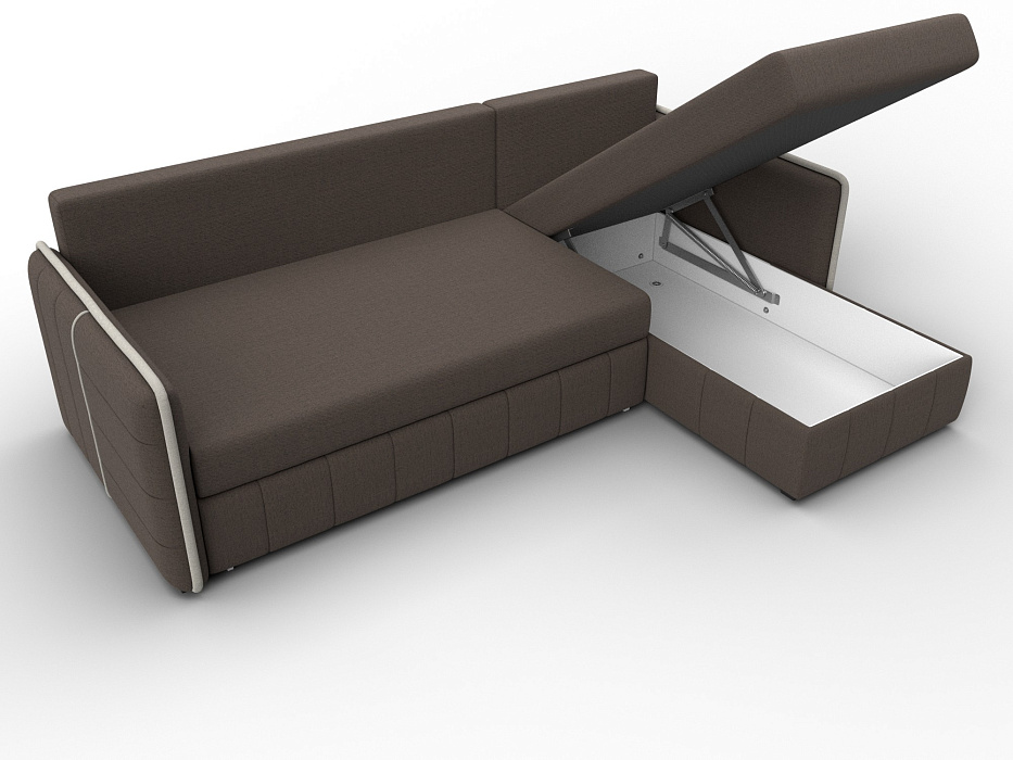 Диван угловой Лига-078 угол универсальный (амур 05 коричневый;амур 02 бежевый)