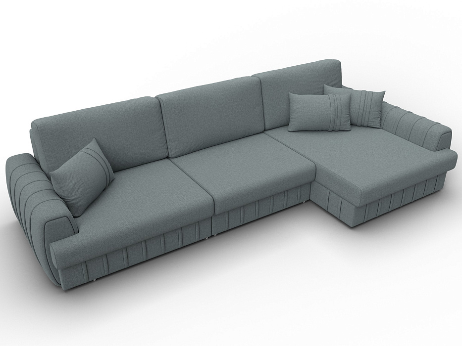 Диван угловой Лига-057 НПБ Лонг угол правый (амур 07 серый)