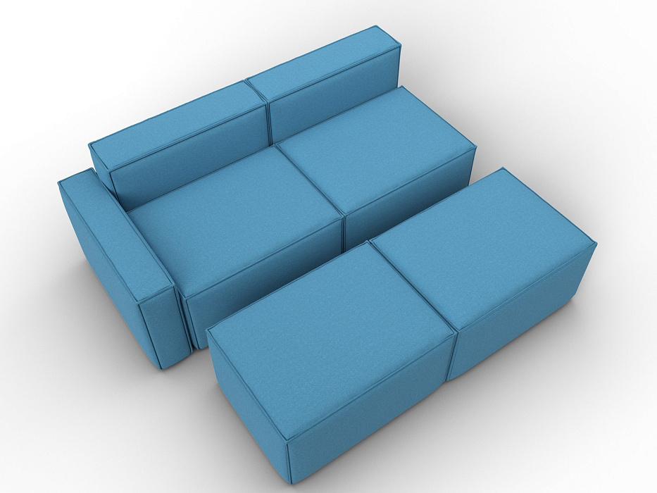 Диван угловой модульный Лига-063 угол левый (амур 10 голубой)