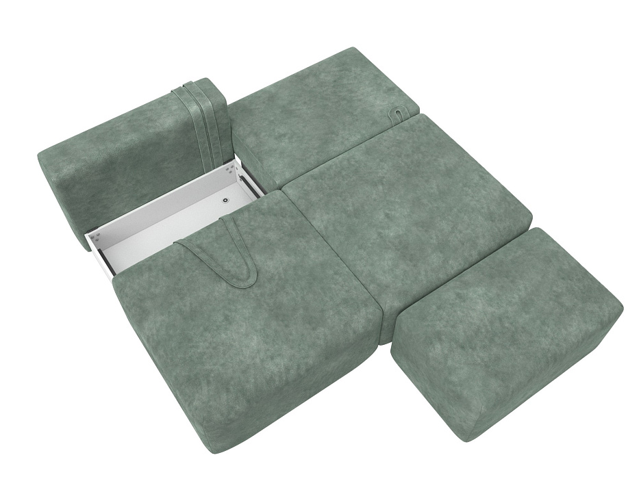 Диван прямой модульный с пуфом Лига-060 НПБ (brut 08 зеленый)