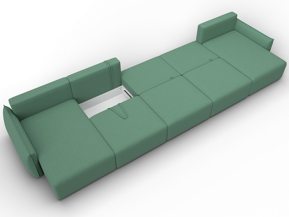 Диван П-образный Лига-051 НПБ МегаЛонг (амур 11 зеленый)