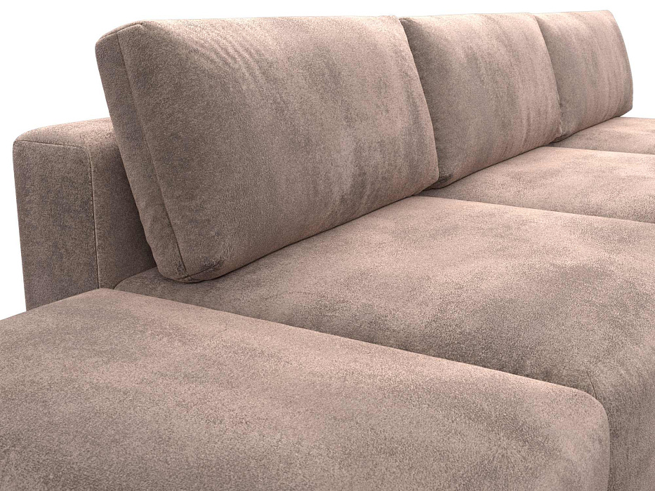 Диван прямой модульный с пуфом Лига-060 НПБ Лонг (tower 05 бежевый)