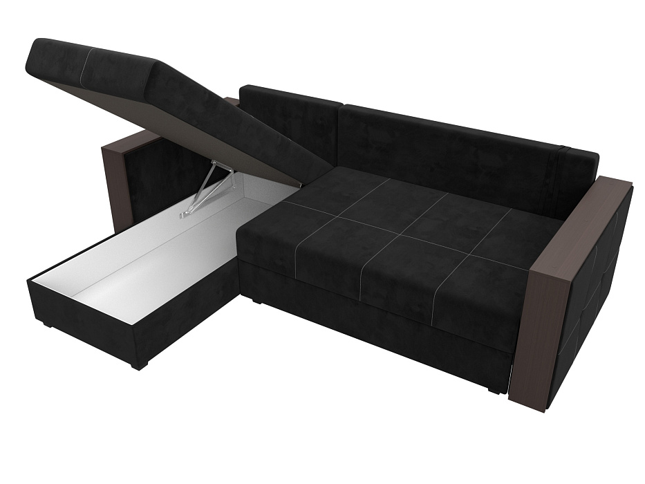 Диван угловой Валенсия Лайт левый угол (seven 35 черный)