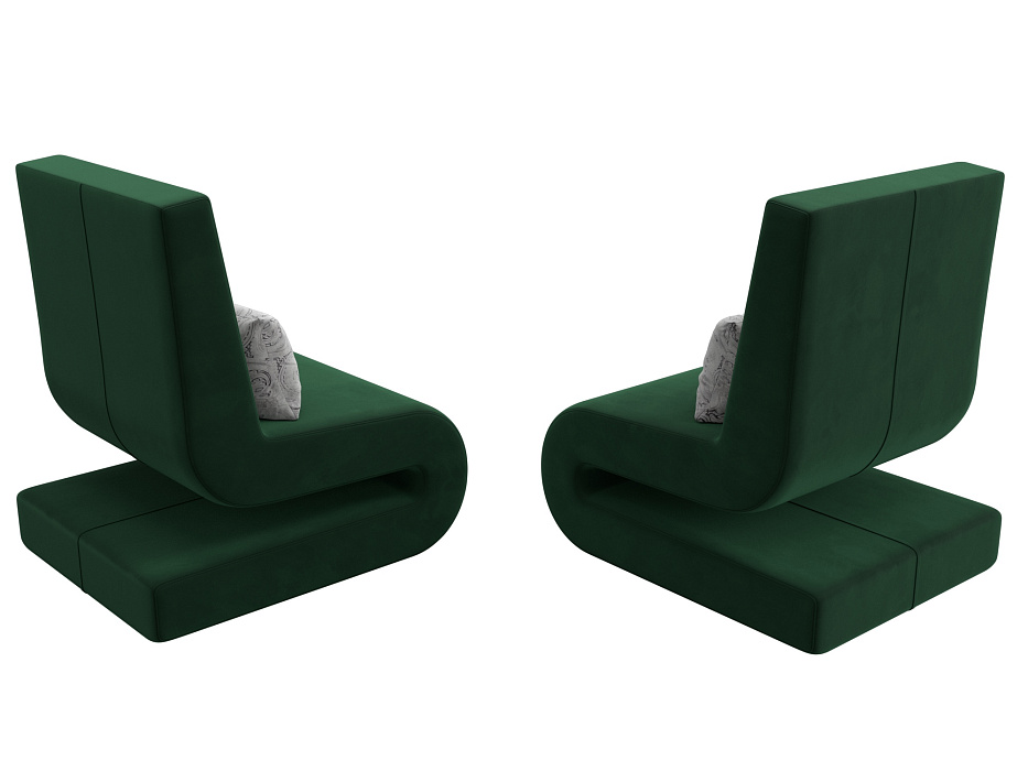 Кресло Волна (2 шт.) (seven 626 зеленый;seven 17 серый)