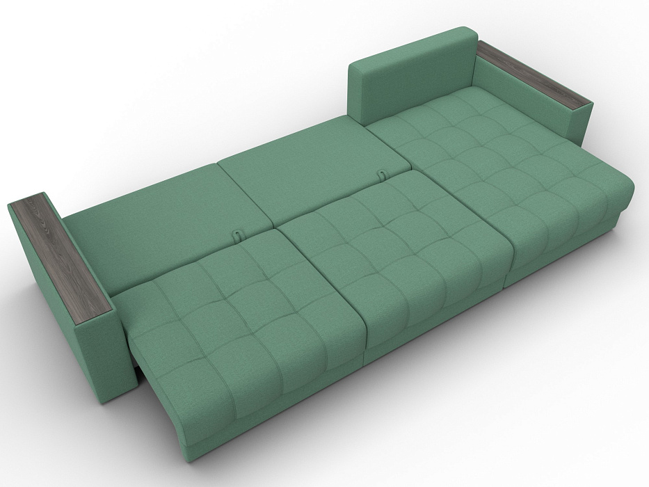 Диван угловой с декором Лига-049 НПБ Лонг (амур 11 зеленый)