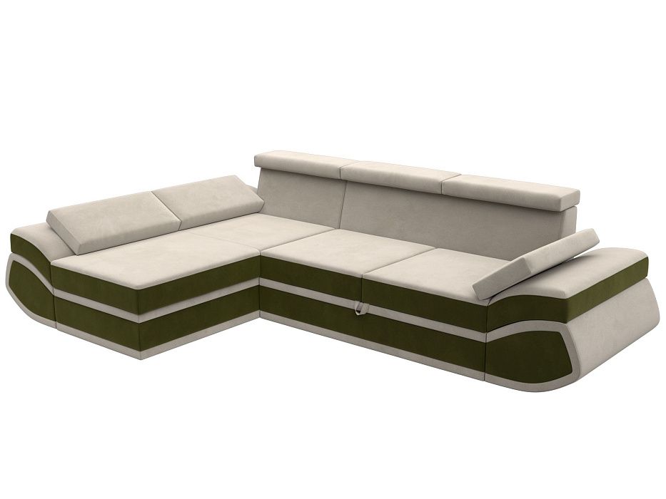 Диван угловой Лига-032 левый угол (бежевый;зеленый)
