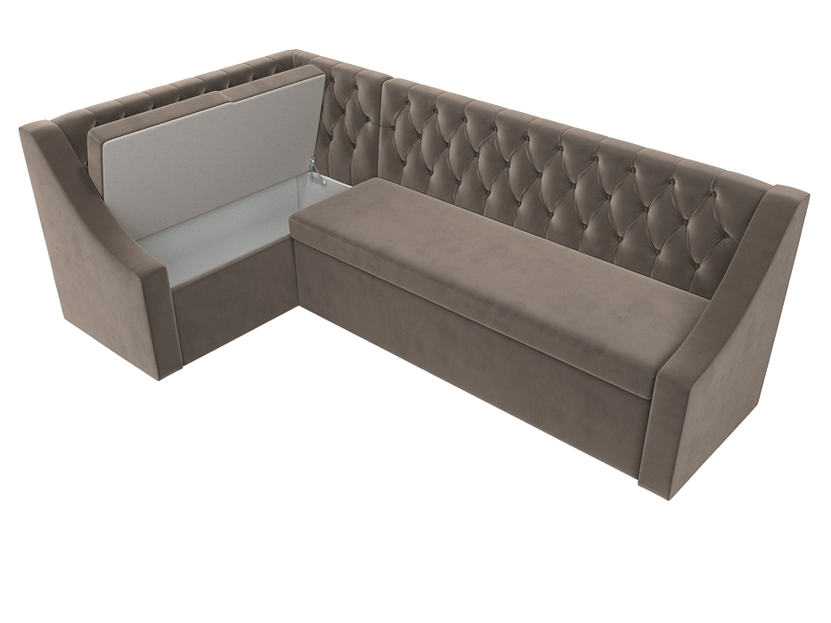 Диван кухонный угловой Мерлин левый угол (seven 727 коричневый)