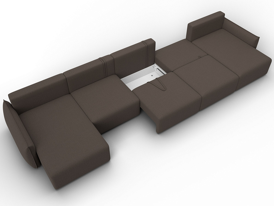 Диван П-образный Лига-051 НПБ МегаЛонг (амур 05 коричневый)