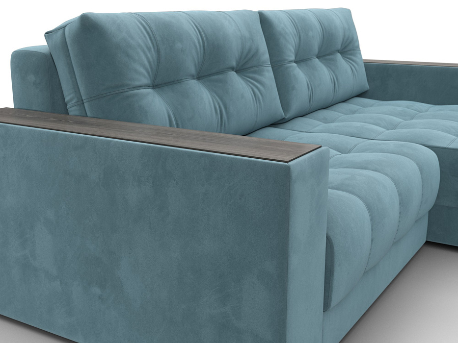 Диван угловой с декором Лига-049 НПБ (seven 113 бирюзовый)