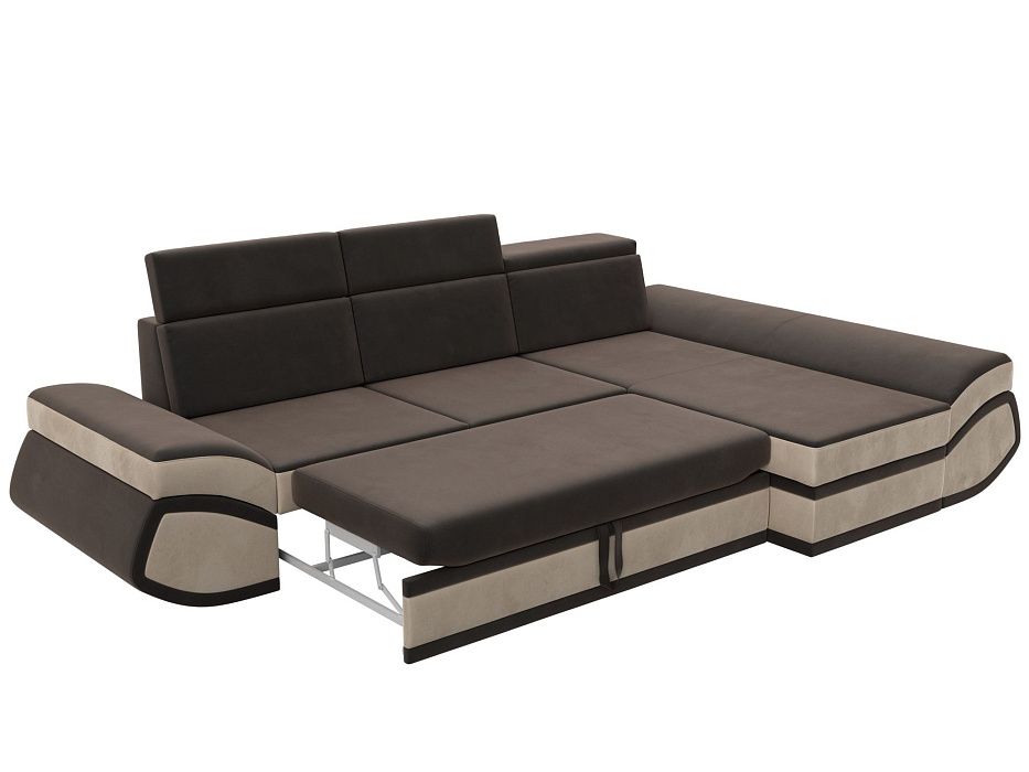 Диван угловой Лига-032 правый угол (seven 727 коричневый;seven 729 бежевый)
