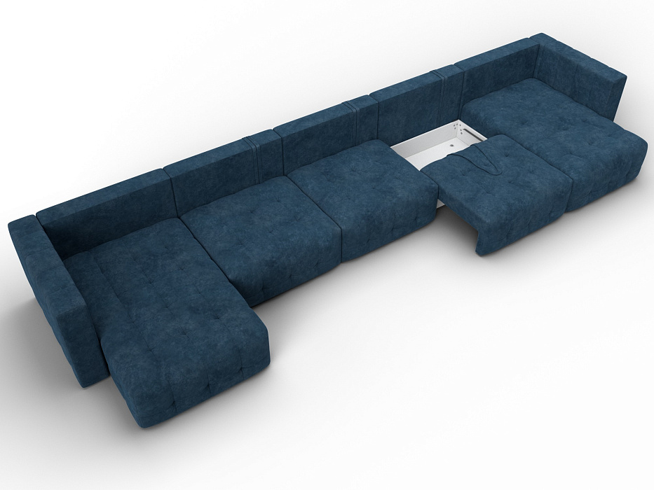 Диван П-образный Лига-052 НПБ МегаЛонг (brut 11 синий)