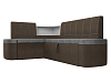 Кухонный угловой диван Тефида левый угол (серый\коричневый)