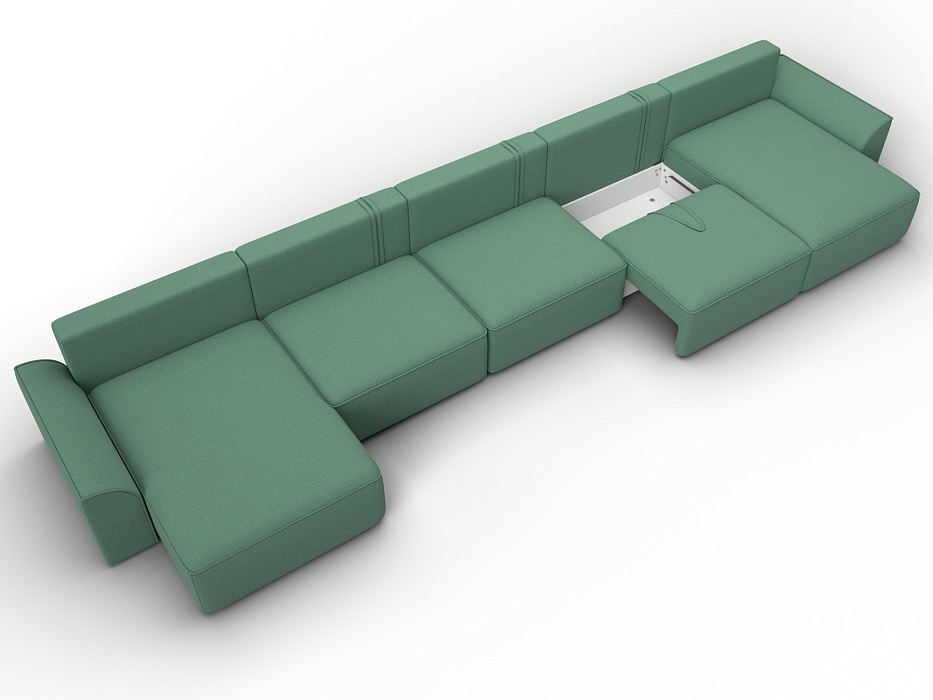 Диван П-образный Лига-048 НПБ МегаЛонг (амур 11 зеленый)