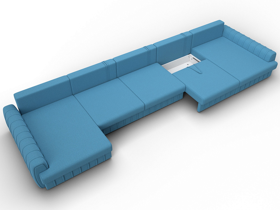 Диван П-образный Лига-057 НПБ МегаЛонг (амур 10 голубой)