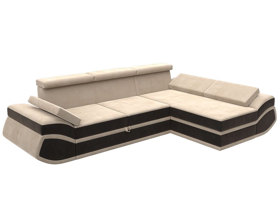Диван угловой Лига-032 правый угол (seven 729 бежевый;seven 727 коричневый)