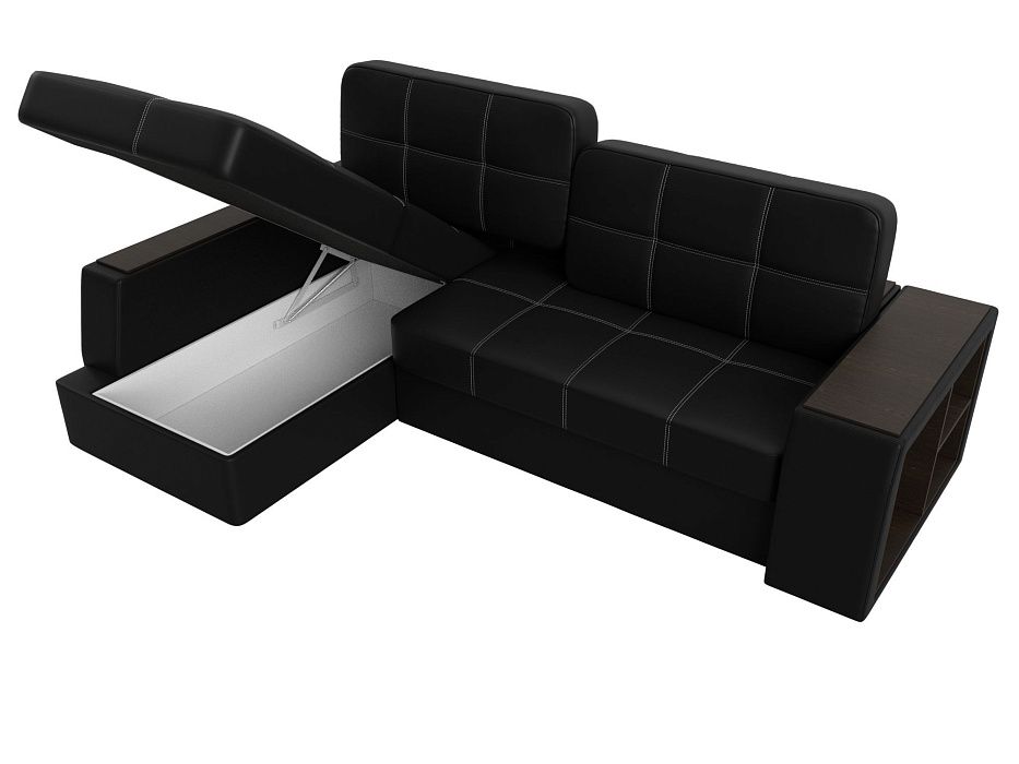 Диван угловой Брюссель левый угол (черный;белый)