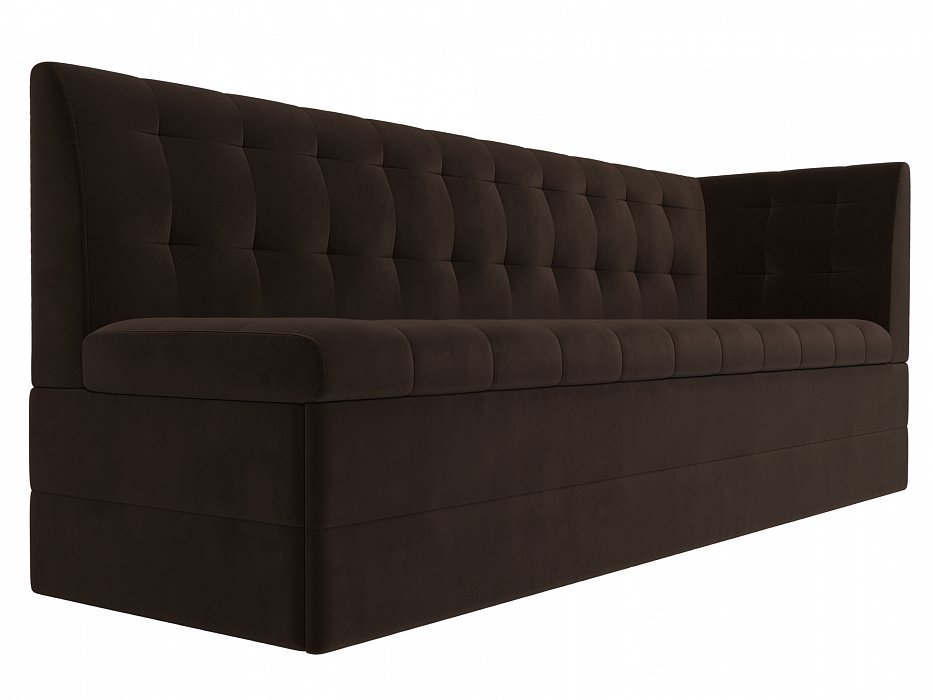 Диван кухонный прямой Бриз с углом справа (коричневый)