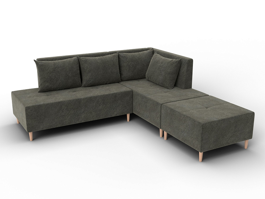 Диван угловой модульный с пуфом Лига-126 угол правый (laim 10 темно-коричневый)