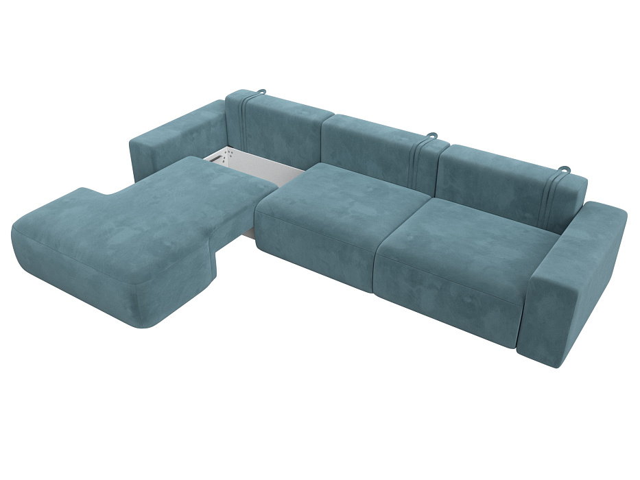 Диван угловой Лига-036 НПБ Классик Лонг левый угол (seven 113 бирюзовый)