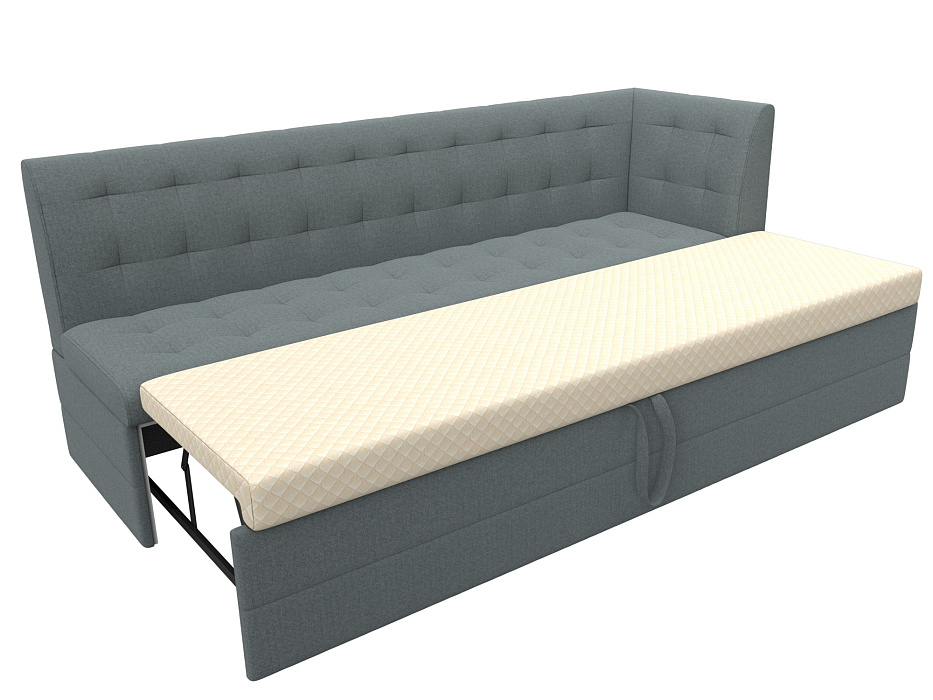 Диван кухонный прямой Бриз с углом справа (амур 07 серый)