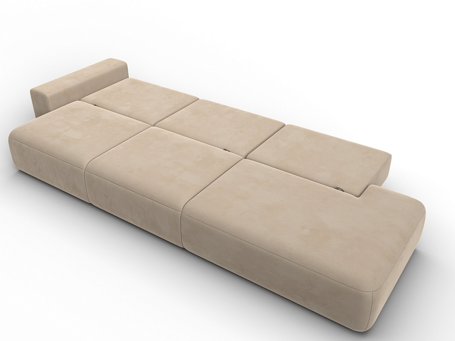 Диван прямой Лига-036 НПБ Модерн Лонг подлокотник слева (seven 729 бежевый)