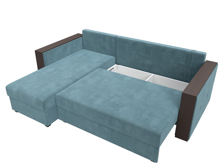 Диван угловой Валенсия Лайт левый угол (seven 113 бирюзовый)