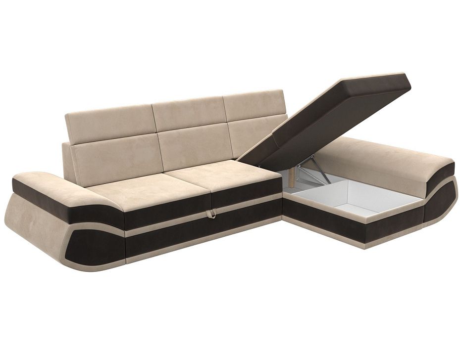 Диван угловой Лига-032 правый угол (seven 729 бежевый;seven 727 коричневый)