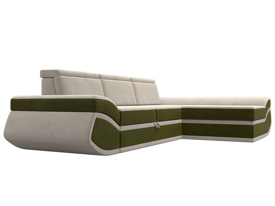 Диван угловой Лига-032 правый угол (бежевый;зеленый)