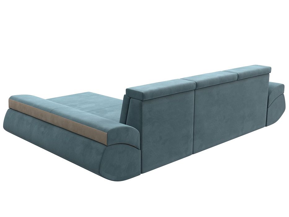 Диван угловой Лига-032 правый угол (seven 113 бирюзовый;seven 729 бежевый)