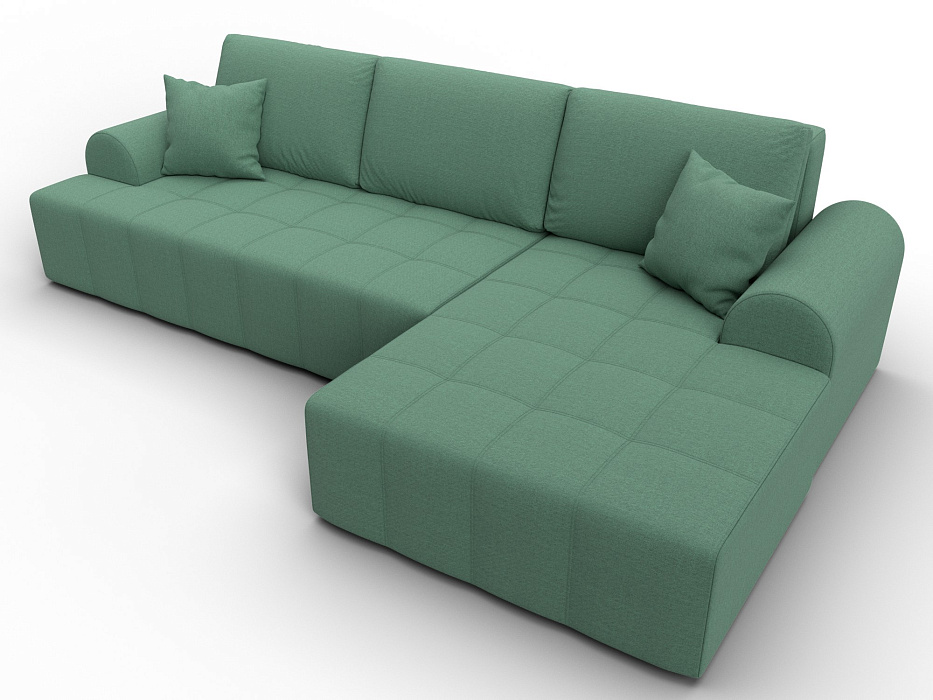 Диван угловой Лига-080 угол правый (амур 11 зеленый)