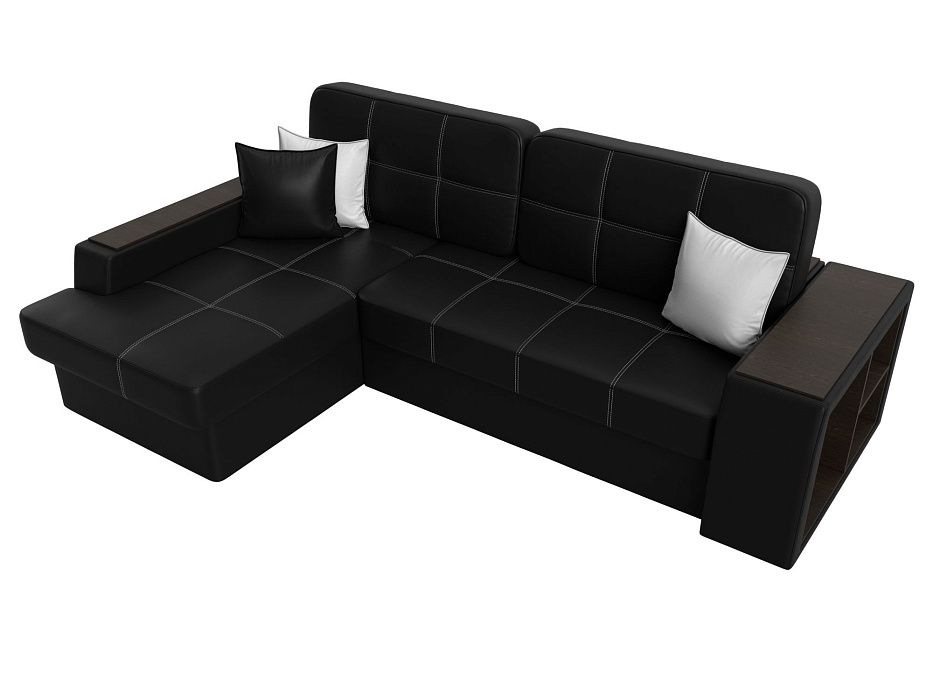 Диван угловой Брюссель левый угол (черный;белый)