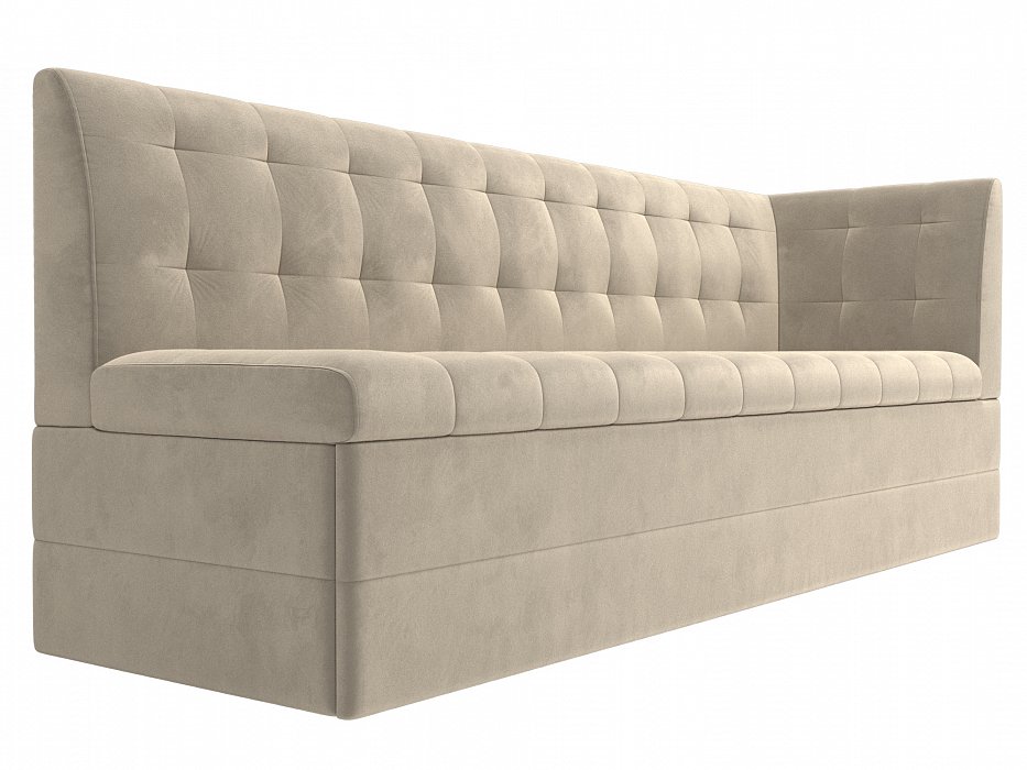 Диван кухонный прямой Бриз с углом справа (бежевый)