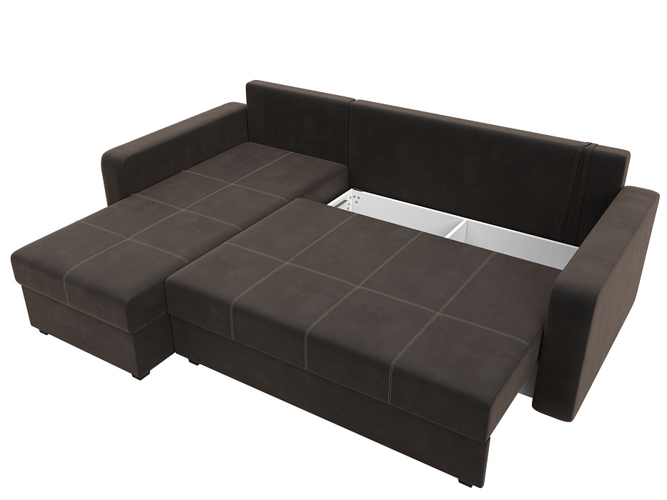 Диван угловой Ливерпуль Лайт левый угол (seven 727 коричневый)